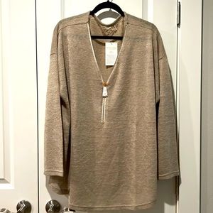 Brand NEW with tags “Soft Surroundings” Beige with gold sheen SWEATER. Size 3X